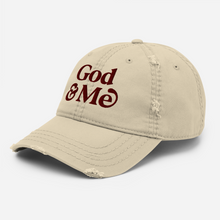 Load image into Gallery viewer, God & Me Distressed Hat - Khaki/Maroon