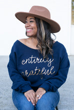 Load image into Gallery viewer, Navy & Metallic Gold Entirely Grateful Sweatshirt